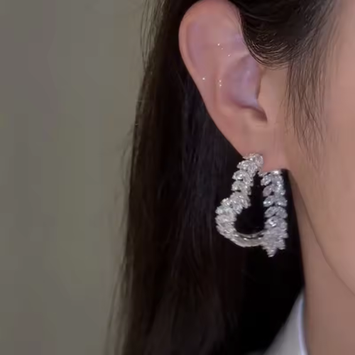 💎Korean Wheat Ear Earrings🌾Heart Zirconia Light Luxury Jewelry