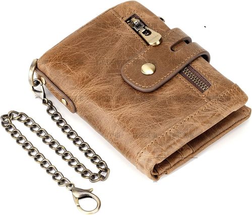 Men's Vintage Bifold Wallet with Chain