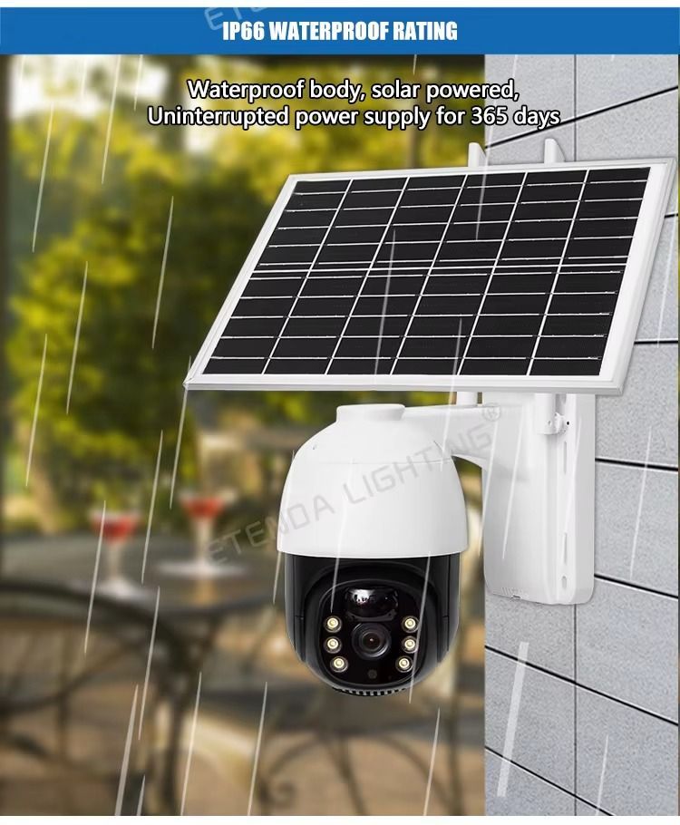 3MP Full HD CMOS Smart Solar CCTV Camera Color Night Vision Human Detection Two-Way Audio IP67 Outdoor Security Low Power Memory