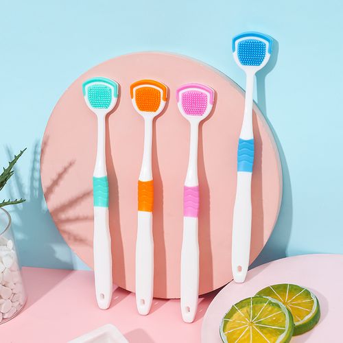 Tongue coating cleaner, oral scraper, tongue cleaning brush, wide-head household silicone brush, portable with independent packaging
