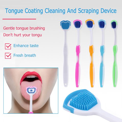 Tongue coating cleaner, oral scraper, tongue cleaning brush, wide-head household silicone brush, portable with independent packaging