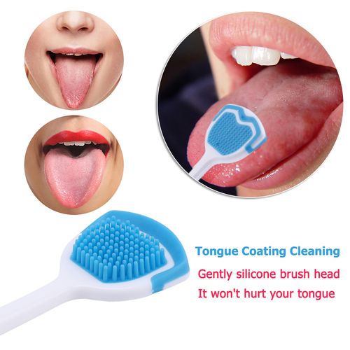 Tongue coating cleaner, oral scraper, tongue cleaning brush, wide-head household silicone brush, portable with independent packaging