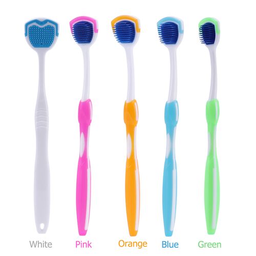 Tongue coating cleaner, oral scraper, tongue cleaning brush, wide-head household silicone brush, portable with independent packaging