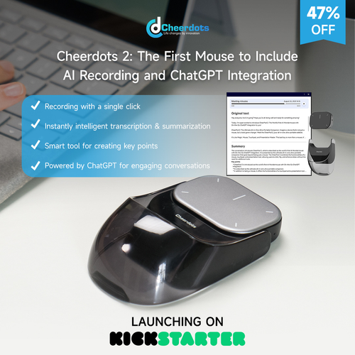 Cheerdots Creative + AI Smart Split Air Mouse: Wireless Charging, Bluetooth Dual-Mode, Ideal for Gaming, Office Work and Training
