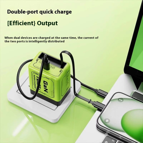 120W GaN fast charger, applicable fast charging head, mobile phone charger with built-in retractable cable, stretchable charger