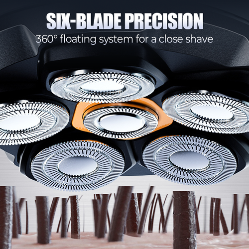 6-Blade Magnetic Electric Head Shaver