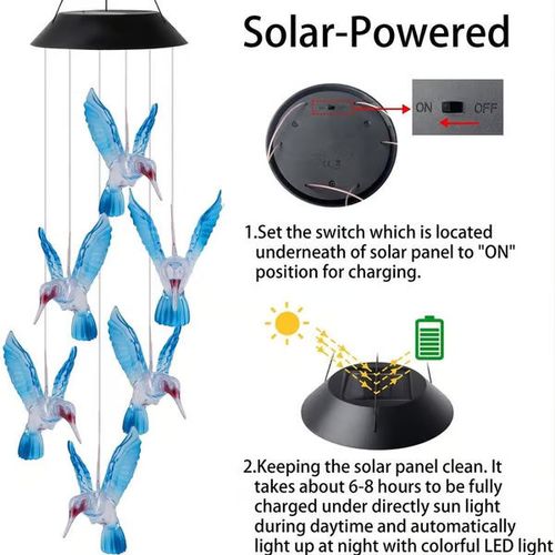 Creative Bird Design Solar Wind Chimes