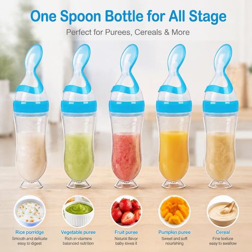 Baby Silicone Bottle Squeeze Spoon Feeder👶 Safe & Soft Food-Grade Silicone