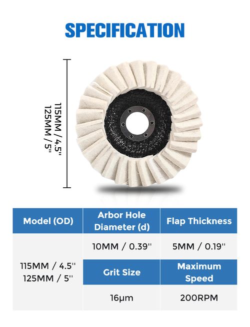 Wool felt polishing disc