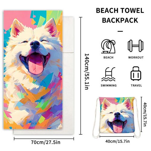 Printed Beach Towel Backpack