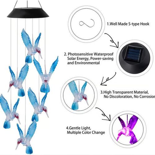 Creative Bird Design Solar Wind Chimes