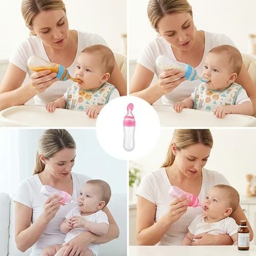 Baby Silicone Bottle Squeeze Spoon Feeder👶 Safe & Soft Food-Grade Silicone