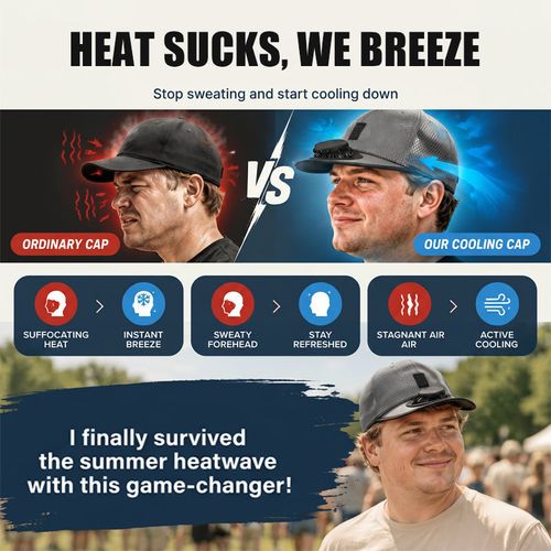 Breathable Sun Hat Baseball Cap with Built-in Solar Cooling Fan