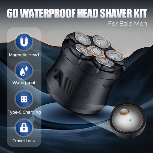 6-Blade Magnetic Electric Head Shaver