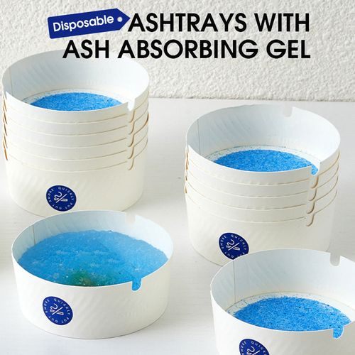 Disposable ashtray with ash-absorbing gel