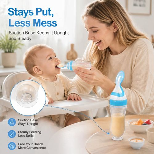 Baby Silicone Bottle Squeeze Spoon Feeder👶 Safe & Soft Food-Grade Silicone
