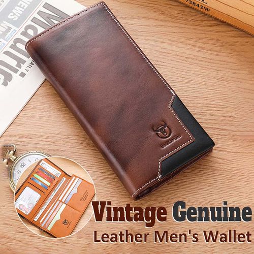 Portefeuille vintage en cuir véritable pour homme