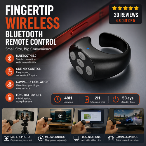 ⏳Fingertip Wireless Bluetooth Remote Control 20 Reviews | MOBILE REMOTE CONTROL