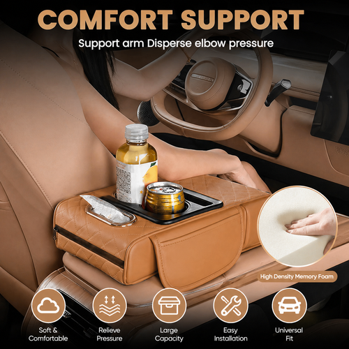 Car Armrest Organizer Kenya Storage Box with Cup Holder Phone Holder Comfortable Driving Support Universal Fit