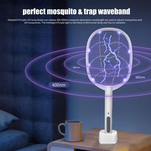 🔥HOT SALE🔥 COD！    2-in-1 Electric Mosquito Swatter, 3000V High-Voltage LED-Lit Handheld Mosquito Swatter, USB-Rechargeable Portable Mosquito Swatter, Suitable for Indoor and Outdoor Use