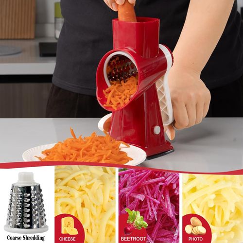🔥HOT SALE🔥 COD！  Rotary Cheese Grater Multi Purpose Stainless Steel Cheese Shredder！With Handle Effortless Grating of Carrots, Potatoes and Fruits