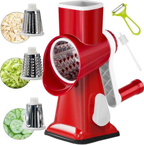 🔥HOT SALE🔥 COD！  Rotary Cheese Grater Multi Purpose Stainless Steel Cheese Shredder！With Handle Effortless Grating of Carrots, Potatoes and Fruits