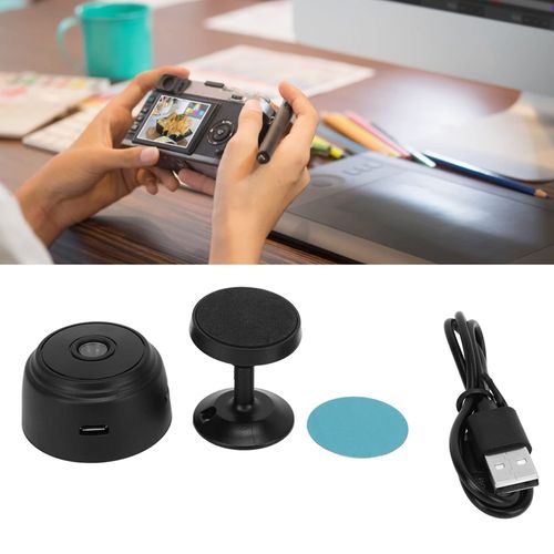 🔥HOT SALE🔥 COD！   Home Mini Camera, 1080P Wireless Camera, Indoor and Outdoor Puppy Pet Camera with Magnetic Back Cover, Support WiFi Connection for Home Office Yard (Black)