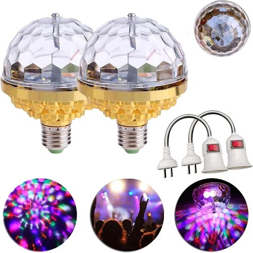 🔥HOT SALE🔥 COD！Colorful Rotating Magic Ball Disco Ball Light Bulb with Sockets, Plug in RGB LED Stage Light for Home Room Dance Parties