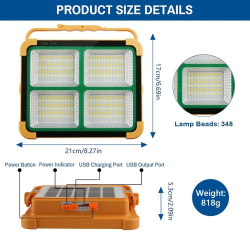 🔥HOT SALE🔥 COD！            Solar Portable Rechargeable Work Light,16500mAh 120W Magnetic Flood Battery Work Light Outedoor LED Camping Lights Waterproof for Job Site Repair,Camping, Hiking, Emergency