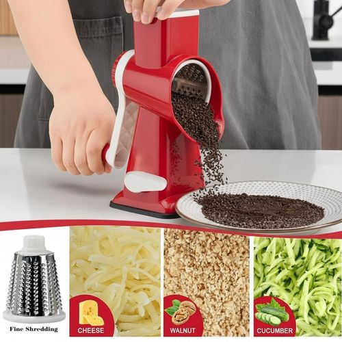🔥HOT SALE🔥 COD！  Rotary Cheese Grater Multi Purpose Stainless Steel Cheese Shredder！With Handle Effortless Grating of Carrots, Potatoes and Fruits