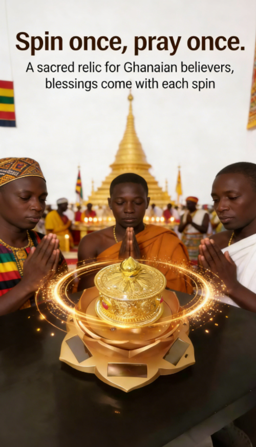 🔥🌞Solar-Powered Golden Prayer Wheel🙏🏻Illuminate Your Space with Continuous Blessings and Positive Energy🙏🏻