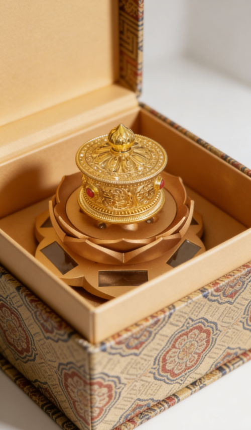 🔥🌞Solar-Powered Golden Prayer Wheel🙏🏻Illuminate Your Space with Continuous Blessings and Positive Energy🙏🏻