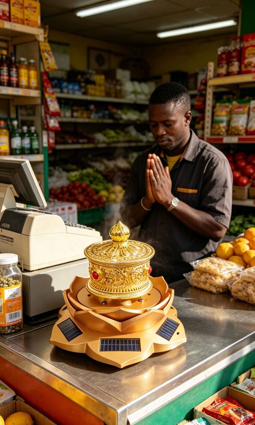 🔥🌞Solar-Powered Golden Prayer Wheel🙏🏻Illuminate Your Space with Continuous Blessings and Positive Energy🙏🏻