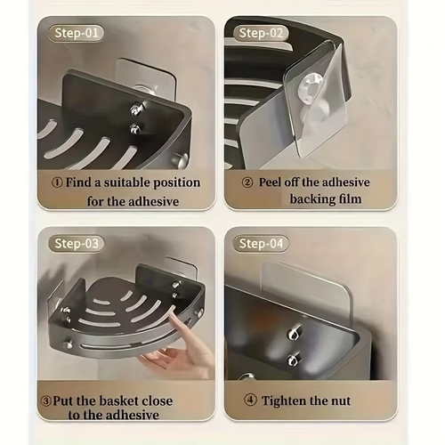 Light luxury and stylish, wall-mounted, no-drilling bathroom and washbasin storage rack with a double-layer suction cup design.