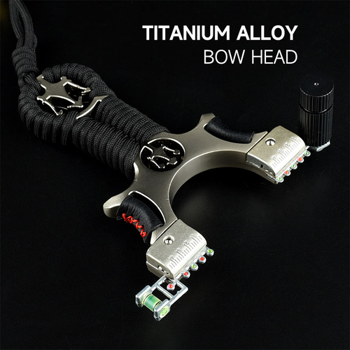 Professional hunting slingshot for shooting birds, made of high-quality stainless steel, equipped with flat rubber bands, suitable for outdoor shooting.