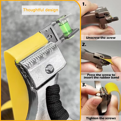 Professional hunting slingshot for shooting birds, made of high-quality stainless steel, equipped with flat rubber bands, suitable for outdoor shooting.