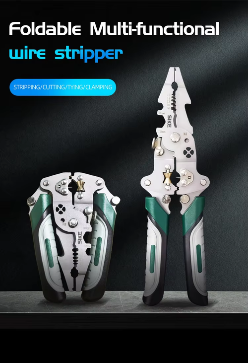 Wetoke Electrician Folding Wire Stripper Crimping Tool Popular Carbon Steel DIY Multi Function Sawtooth Cutting Cable Long Nose