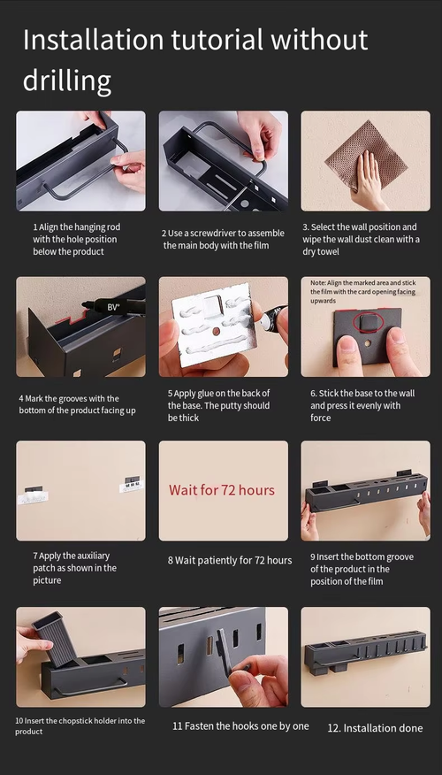 Cooking Utensils Holder Wall-mounted Storage Kitchen Knives Rack Smart Kitchenware Organizer with Steel Hooks