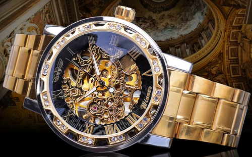 Luxury Male Mechanical Skeleton Wrist Watch Royal Design Top Reloj Transparent Fashion Diamond Luminous Oval 22mm Day