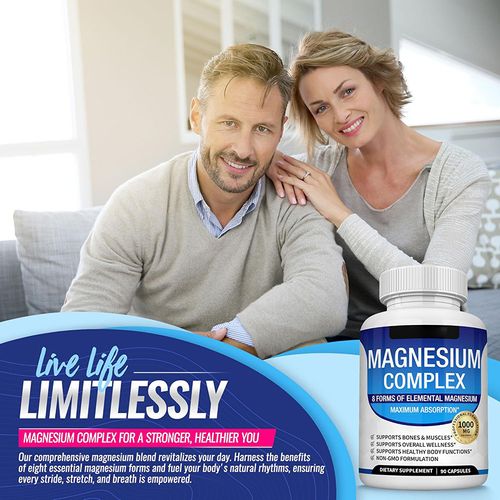 Magnesium Supplement Magnesium 400mg with Vitamin D for Immune Support, Adaptogenic Herbs, Enzyme Activated 90 Capsules