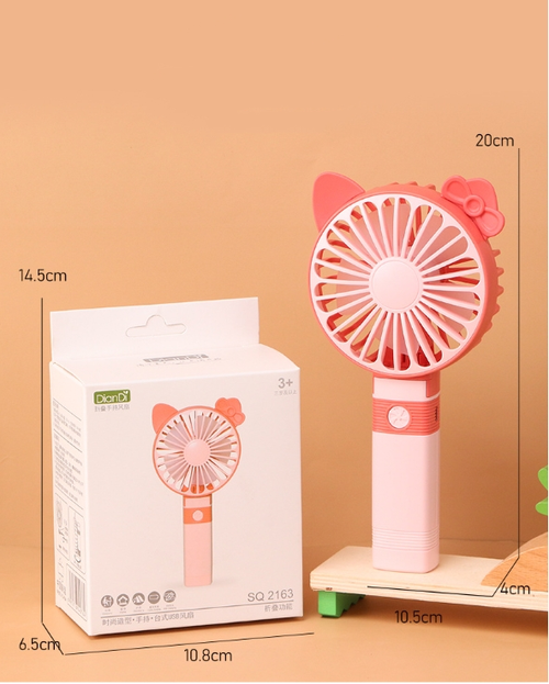 AL 2025 Fashion Summer Cute Mini Fan Portable USB Handheld Charging Small Fan with Lights