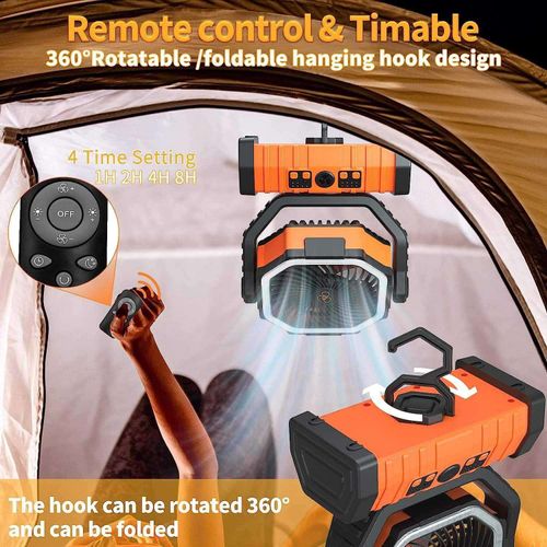 2025 New Camping Fan Portable Rechargeable Lighting Outdoor Fan Multifunctional Camping Fishing Lighting Fan