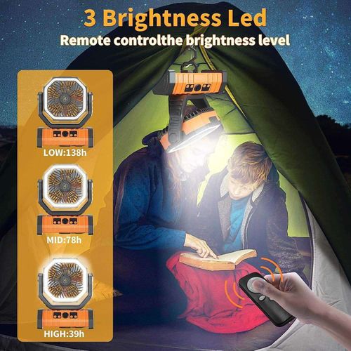 2025 New Camping Fan Portable Rechargeable Lighting Outdoor Fan Multifunctional Camping Fishing Lighting Fan