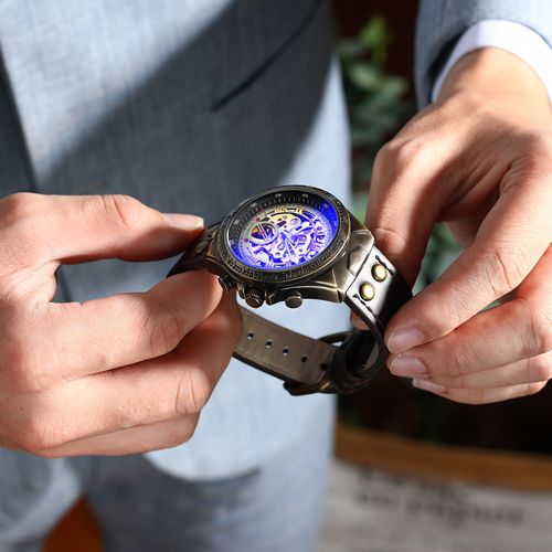 Black luminous bronze automatic mechanical watch