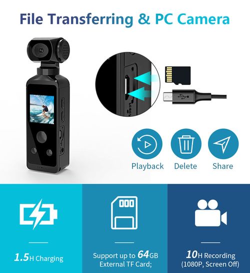 Sports Pocket Action Camera, 270-Degree Rotation Creative Handheld Camera, Outdoor Sports Camera