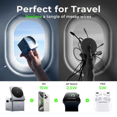 LISEN Hot Sales 15W Foldable Portable 3 in 1 Magnetic Wireless Charging Station With PD 20W Adapter and Type-C Cable for iPhone
