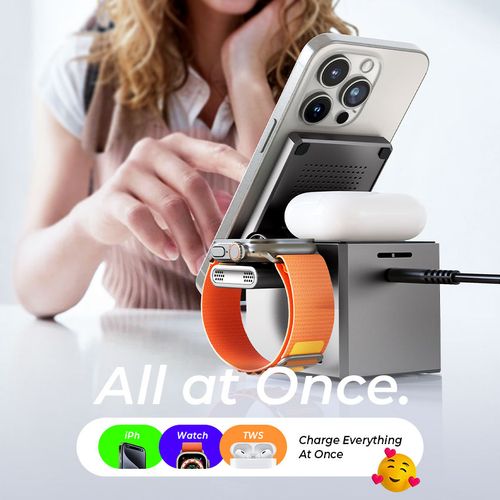 LISEN Hot Sales 15W Foldable Portable 3 in 1 Magnetic Wireless Charging Station With PD 20W Adapter and Type-C Cable for iPhone