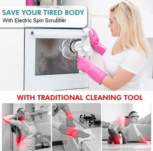 USB 5 in 1 Kitchen Dishwashing Brush Sink Cleaner Bathroom Bathtub Clean Brush Spin Scrubber Wireless Electric Cleaning Brush