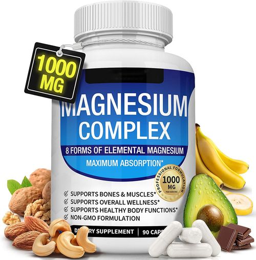 Magnesium Supplement Magnesium 400mg with Vitamin D for Immune Support, Adaptogenic Herbs, Enzyme Activated 90 Capsules