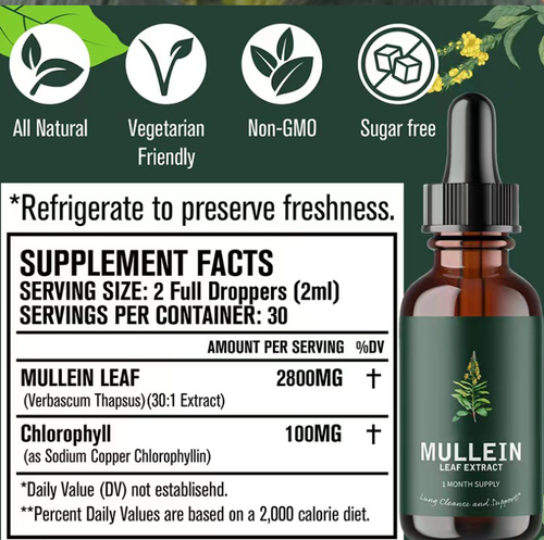 Natural OEM Supplement Mullein Leaf Extract Drops to Support Healthy Breathing Immue Booster